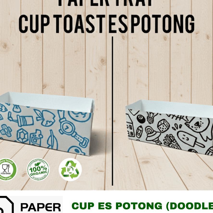 (100 Pcs) Kotak Es Potong Roti (Besar) Motif Doodle/Wadah Es Potong/ Kotak Es Cream Singapura