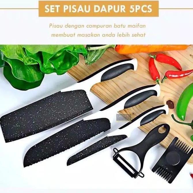 MIMUNASA set pisau dapur 5pcs pisau dapur isi 5 pcs