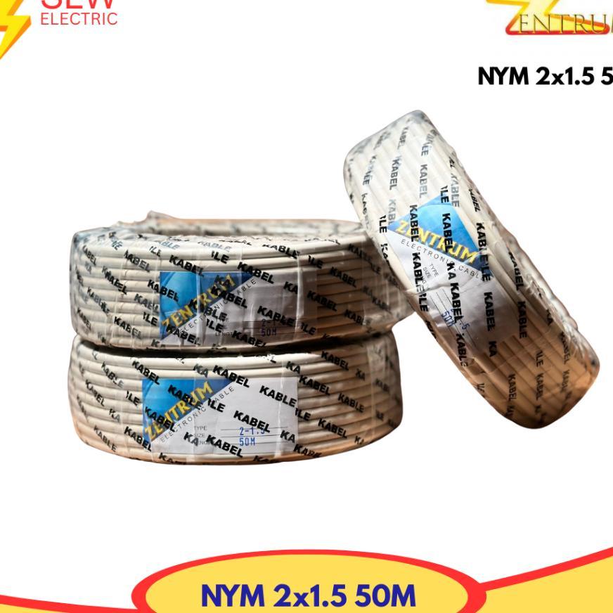 Zentrum Kabel Listrik Kawat Nym 2X1.5 (50 Meter)
