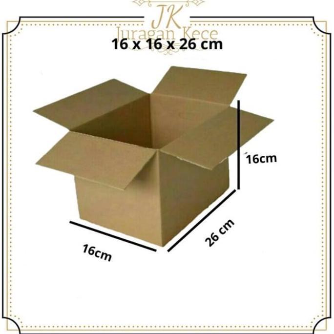 XLOGIPO Kardus Box Polos Packing Serbaguna Persegi Ukuran 16x16x26 CM