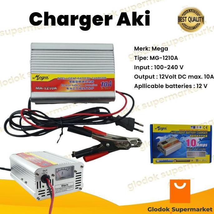 PROMO Charger Aki 12v 10a Mega Battery Charger Cas ACCU Motor Mobil MG-1210A BISA GOSEND