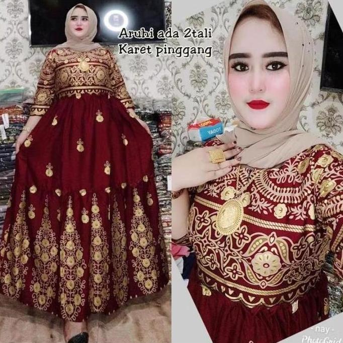 Gamis India Aruhi terbaru viral Diskon ongkir murah bos Dress Katun Rayon Dress Wanita Muslim Panjan