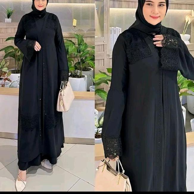 Gamis Abaya Dewasa Bordir Mewah Hitam Abaya Full Bla Bordir By Dika Fashion