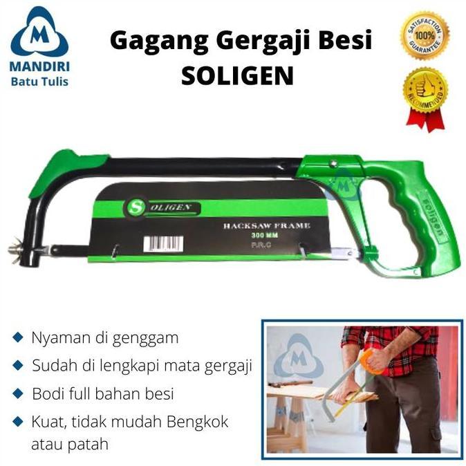 Gagang Gergaji Besi SOLIGEN Tebal - HACKSAW FRAME + Mata Gergaji Besi