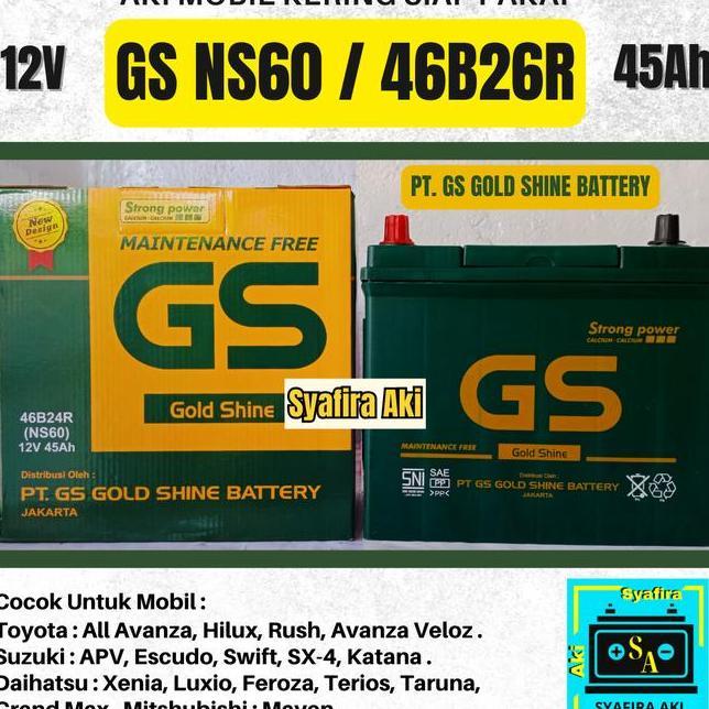 Aki Mobil Toyota Avanzarush Gs Gold Shine Mf Ns60 Aki Kering 12V 45Amper
