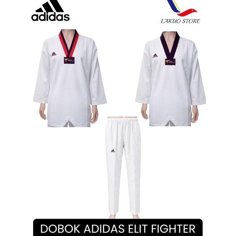 Dobok Adidas Elite Fighter / Uniform Taekwondo / Adidas Kerah Hitam