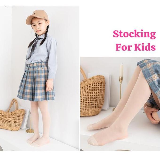 Stoking Celana Anak Usia 3-7 Warna Kulit Stoking Model Celana Sepinggang Untuk Anak Tipis Transparan