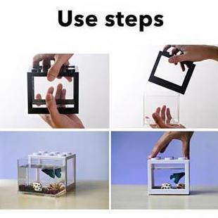 Muhfidalailatul - Set LengkapAkuarium Mini Akrilik 12X8Cm Dengan Lampu Led & Dekorasi Aquarium Ikan 