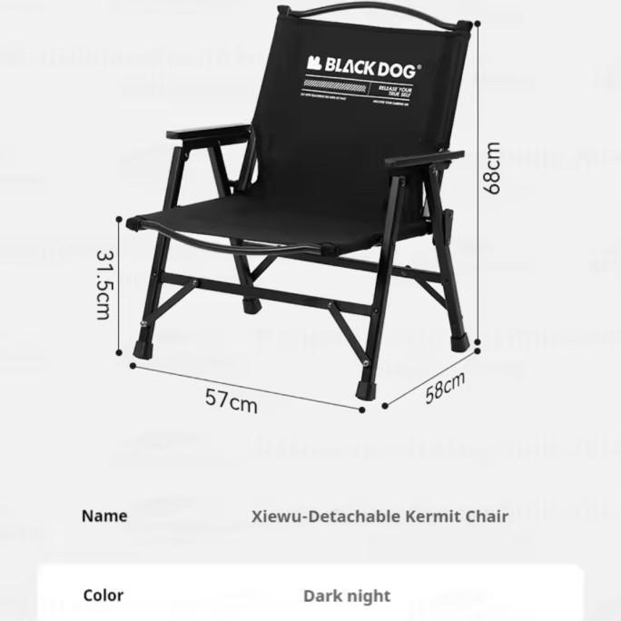 BLACKDOG XIEWU-Detachable Kermit Chair Black Kursi Lipat Portabel Praktis Outdoor Camping