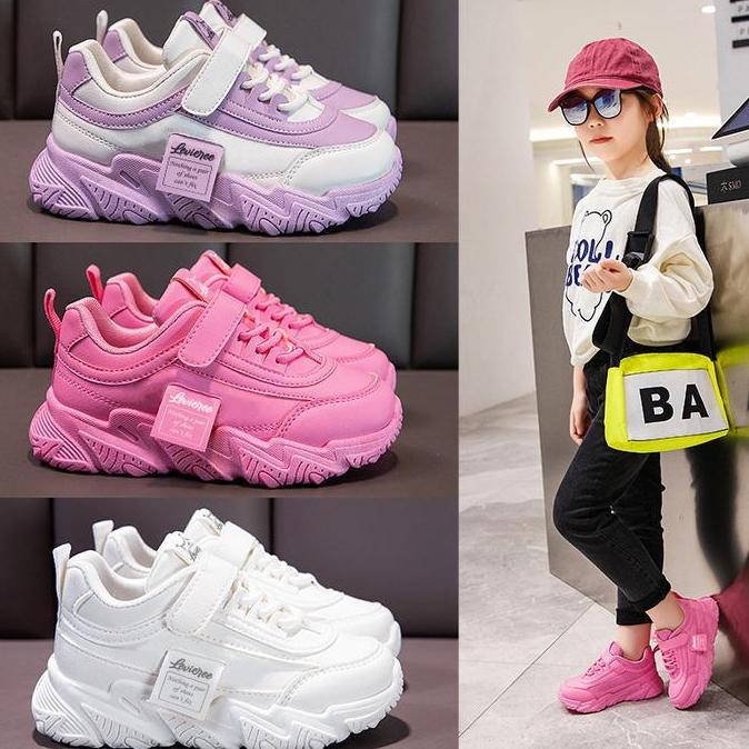 NEW LVR IU SEPATU SNEAKERS ANAK PEREMPUAN SEPATU SPORT ANAK 3-9 TAHUN  LV0338 ORI