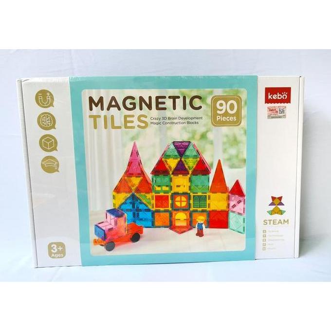 Magnetic tiles 90 pcs - KEBO - Mainan Edukasi - STEAM toys