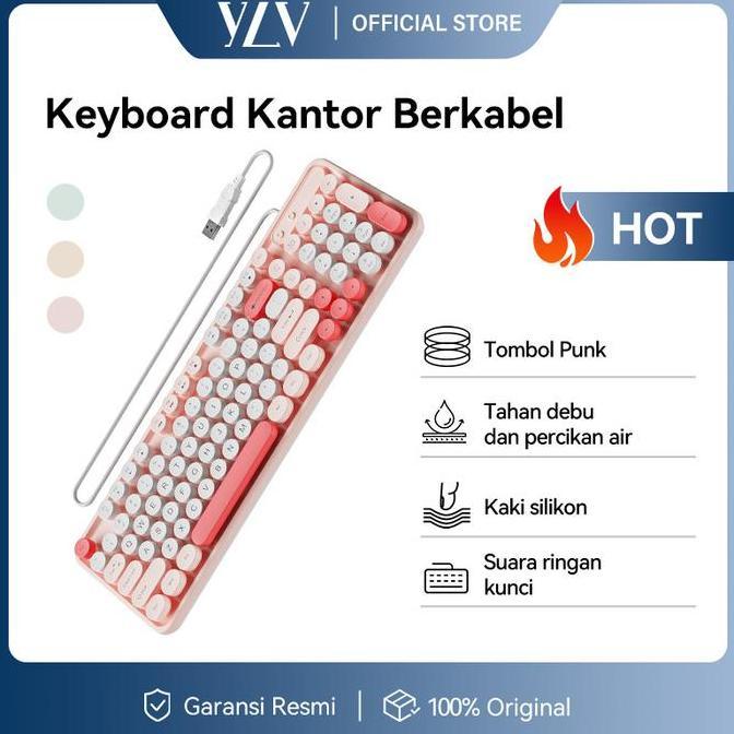 gevanisekarjaya88 - Ylv keyboard gaming Cantik K54 Mekanikal 98 Key untuk PC Laptop Warna Pink Putih