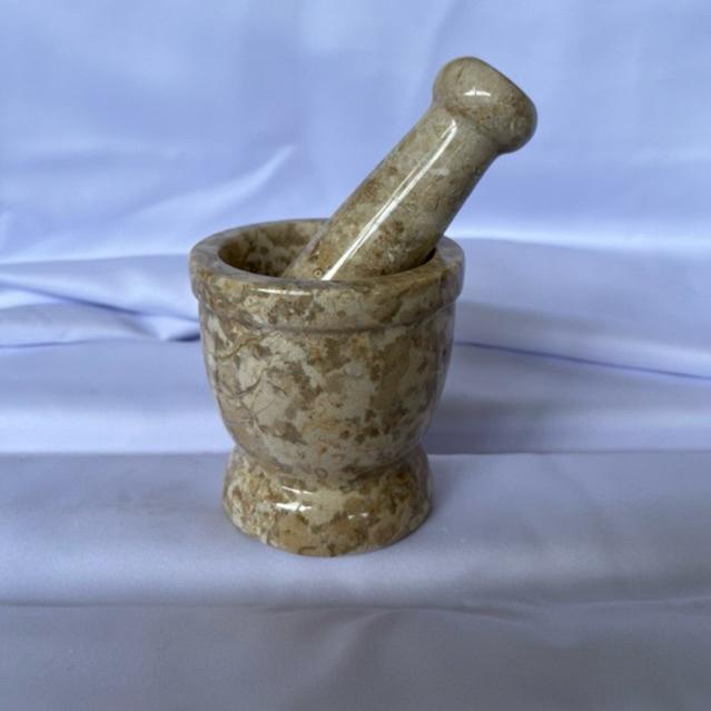 Lumpang Alu Batu Marmer Tumbukan Batu Tumbuk Ulekan Granit Natural Marble Stone Mortar Pestle 4/11