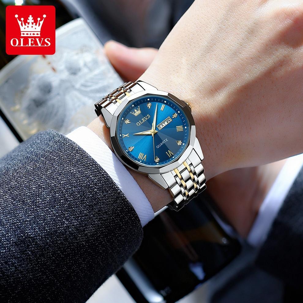SUPER DEAL OLEVS Jam Tangan Pria Anti Air Original Stainless Steel Luminous Men Watch Analog Model 9