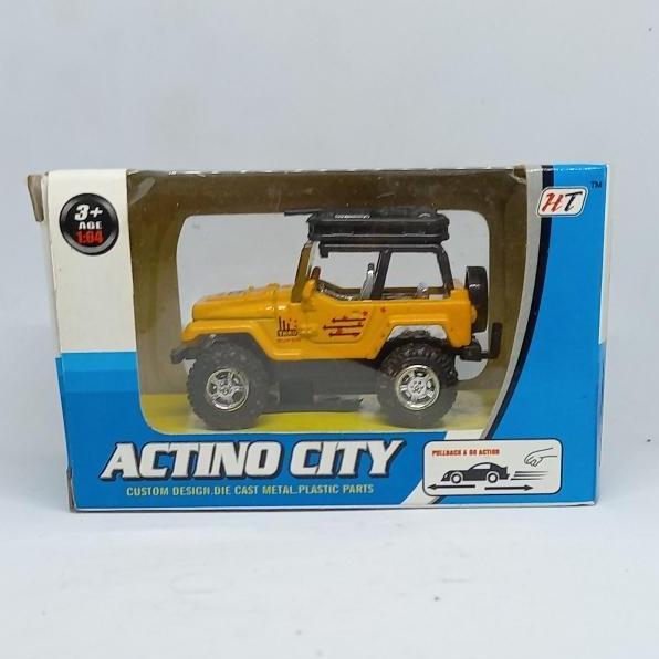 actino city jeep wrangler kuning 1/64 diecast not pullback (s)