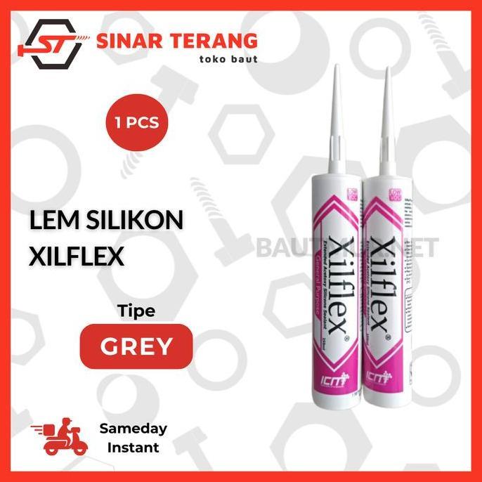 Ready Lem Silicone Sealant Xiflex grey Asam - Lem Kaca 250 ml
