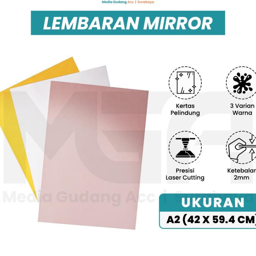 Lembaran Mirror Akrilik A2 2Mm | Acrylic Sheet Mirror | Akrilik Mirror Warna Gold Rose Gold Silver