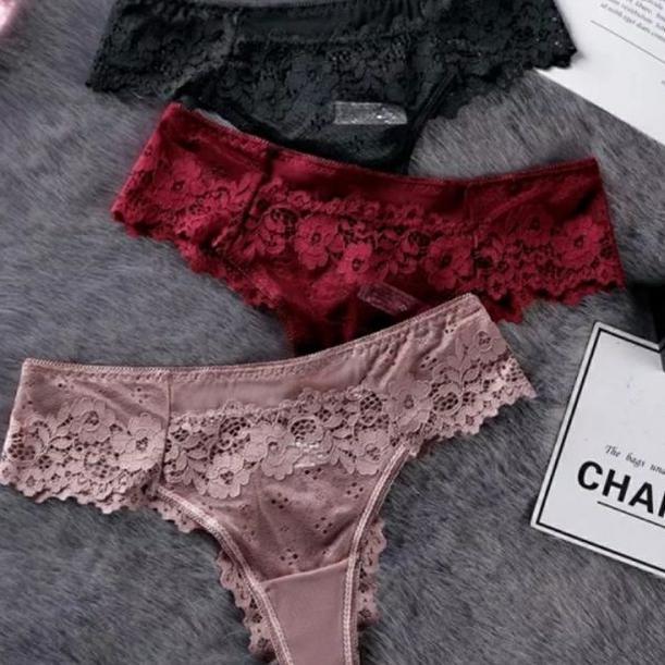 Celana Dalam Wanita Sexy Lace Thongs G String 6801