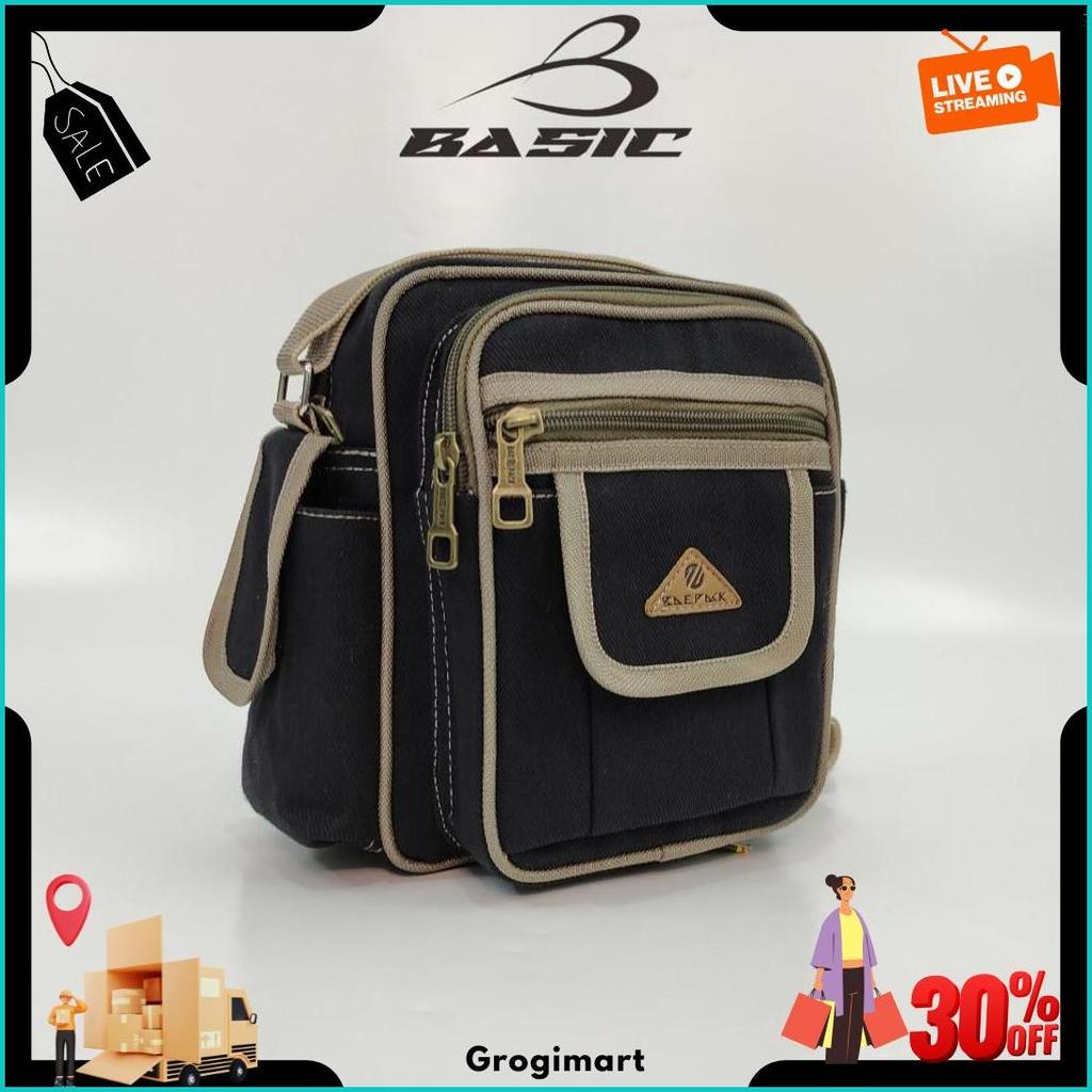 Baepack Tas Selempang Kanvas Cowok Seri Regan Khaki Original Baepack Hemat Banget