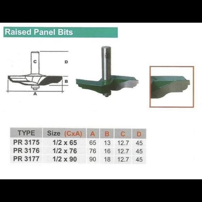 Router Bits - Raised Panel Bits - Size 1/2 Inch X 65Mm Jck Pr3175