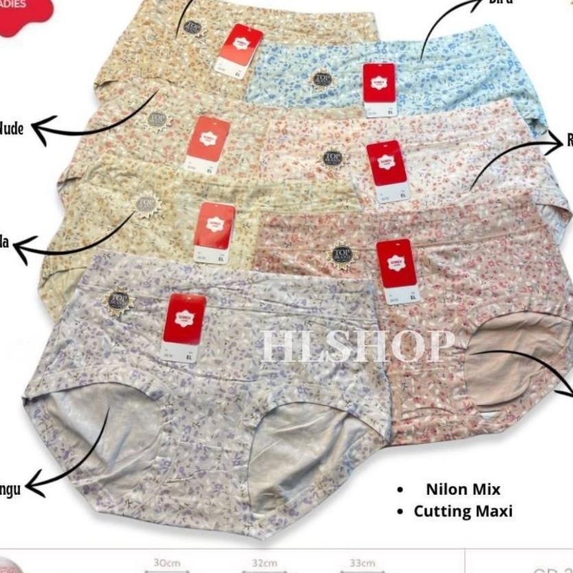 Isi (3, 6, 12Pcs) Cd Sorex 35751 Celana Dalam Wanita Maxi Motif Bunga Cantik