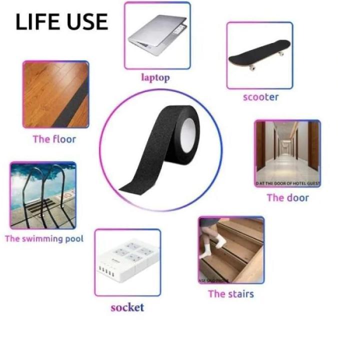 Ready CLAI Stiker Lakban Tempel Lantai Anti Slip Tape Licin Plakban Aspal Pasir Silika PVC Kasar Leb