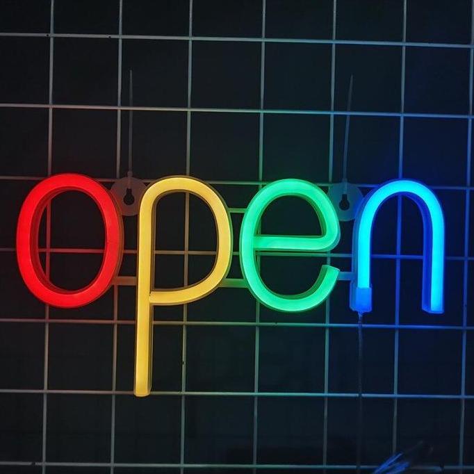 Ready  Lampu Neon Open LED Neon Flex Cafe Open Sign Neon Wall Decor Untuk Barbershop Toko