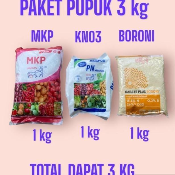 Paket Hemat Pupuk 3 Kg Pupuk Mkp Pak Tani , Kno3 Pak Tani Dan Boron Pupuk Anggur