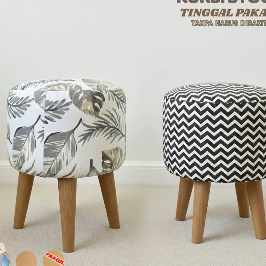 Sofa/Kursi Stool Bulat Minimalis Kaki Kayu / Kursi Bulat / Kursi Teras / Kursi Tamu / Kursi Aestheti