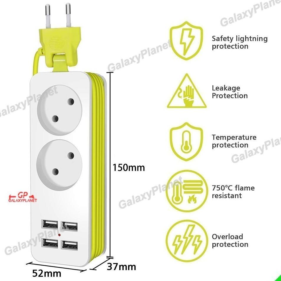 Colokan Listrik 2 Slot Stop Kontak Traveling Stop Kontak Usb 4 Port Stop Kontak Usb Charger