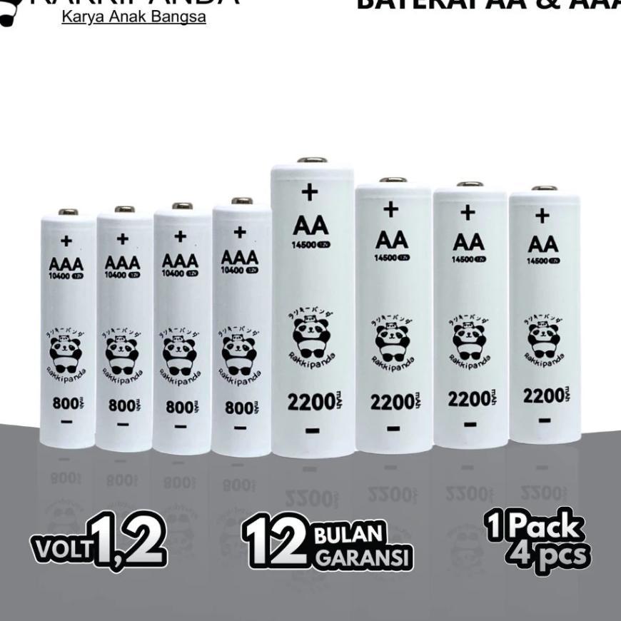 Baterai Rakkipanda Baterai Cas Isi Ulang Aa / Aaa 1.2V Rechargeable Ni-Mh