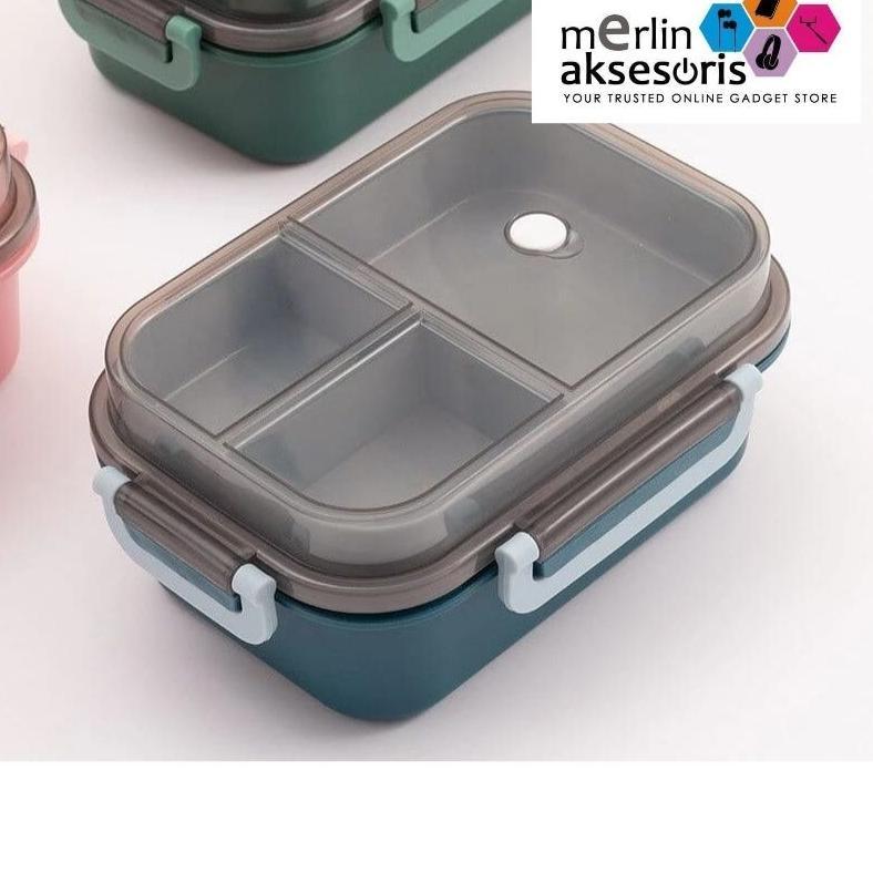 Lunch Box Bento 2 Susun 3 Sekat Free Sendok Garpu