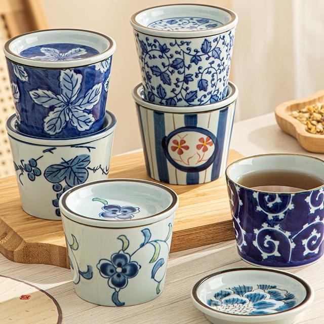 Gl 25 Satuan Gelas Mug Keramik Ocha Teh Dessert Air Dengan Tutup Tatakan Tahan Panas Oven Microwave 