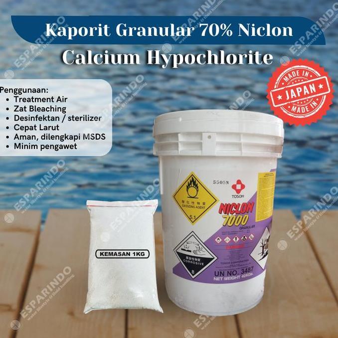Kaporit Granular Calcium Hypochlorite 70% Niclon/Hiclon Kemasan 1 Kg