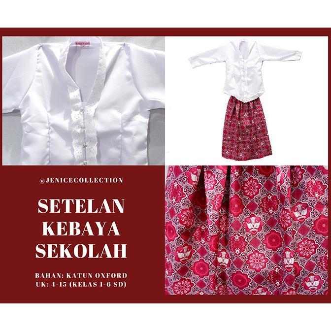 Best Seller Setelan Kebaya Anak Putih Merah Hijau Seragam Sekolah Tk Sd Pakaian Baju Adat Perempuan 