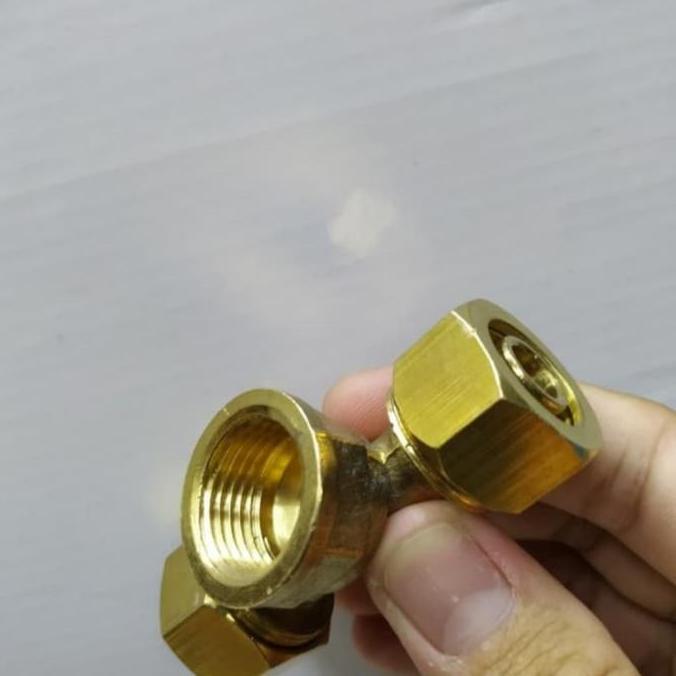 Ready sambungan pipa air panas T Tee sambung drat dalam 1/2 inci kuningan