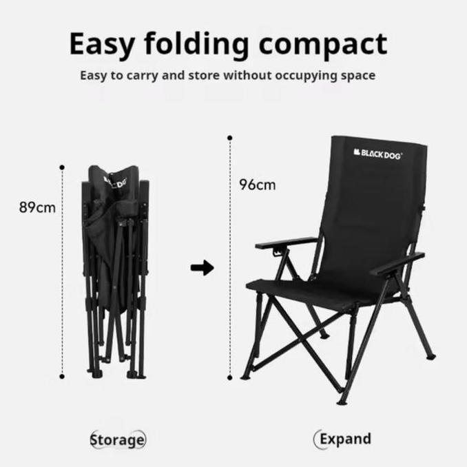 Ready BLACKDOG SANZHI HIGH BACK RECLINER CHAIR Kursi Lipat Hitam Camping Outdoor