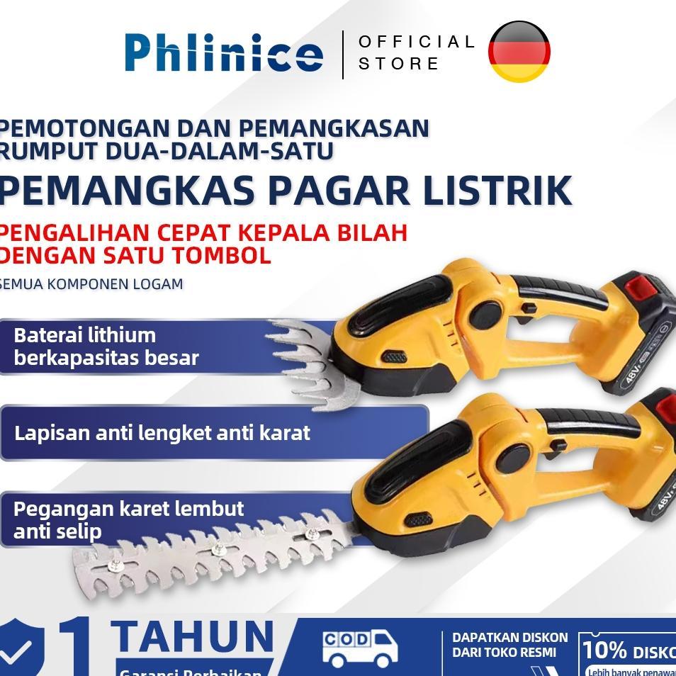 Phlinice Pemangkas Pagar Elektrik Gunting Pemangkas Pagar Pemangkas Pagar Pemangkas Isi Ulang Sabuk 