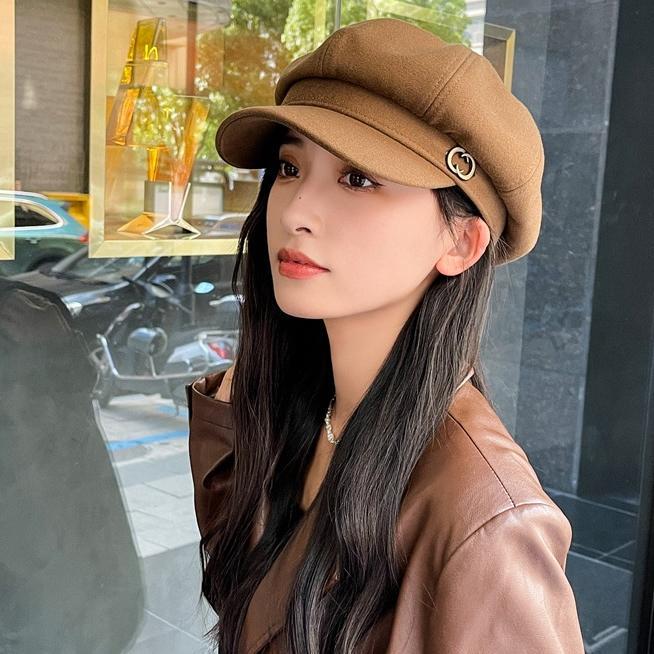 Topi Baret Oktagonal Gaya Korea/Inggris Untuk Wanita /Topi Fashion Kekinian Wanita