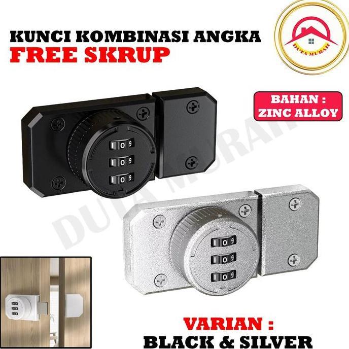 MUZACIO Kunci Lemari Pintu 3 Digit Grendel Slot Dengan Baut Kunci Slot Pintu Geser Lemari Pintu Ruma