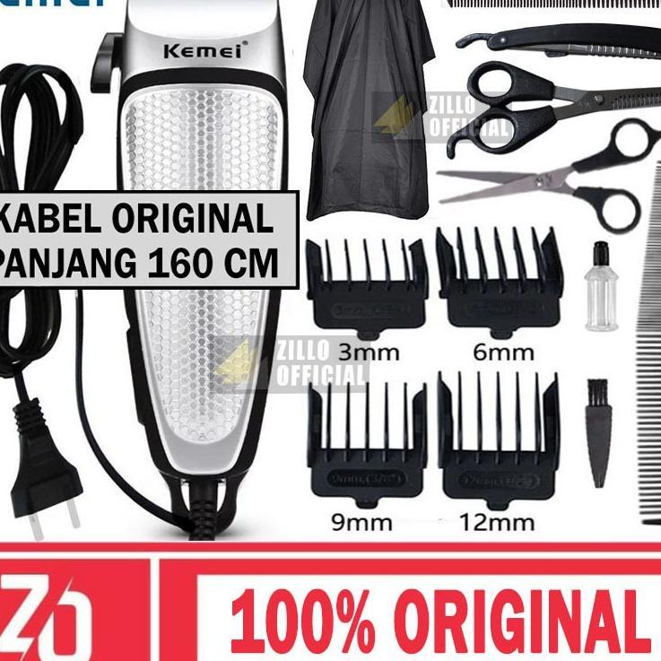 Kemei Mesin Cukur Listrik Original Sisir Gunting Sasak Mesin Cukur Kabel Mata Pisau Cukur Baja Anti 