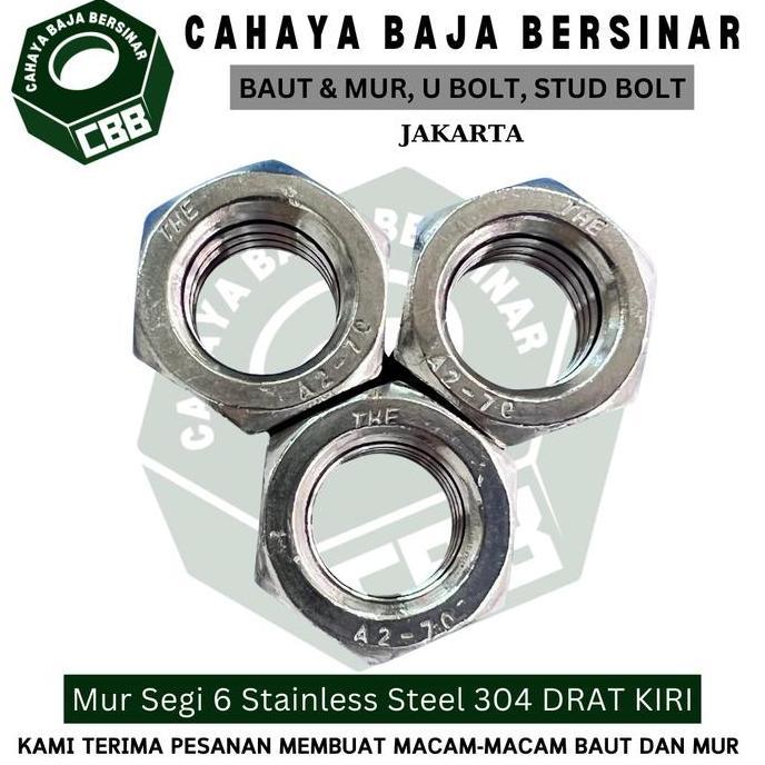 Mur Segi 6 Stainless Steel 304 M12 - 1.75 (Hex Nut) DRAT KIRI