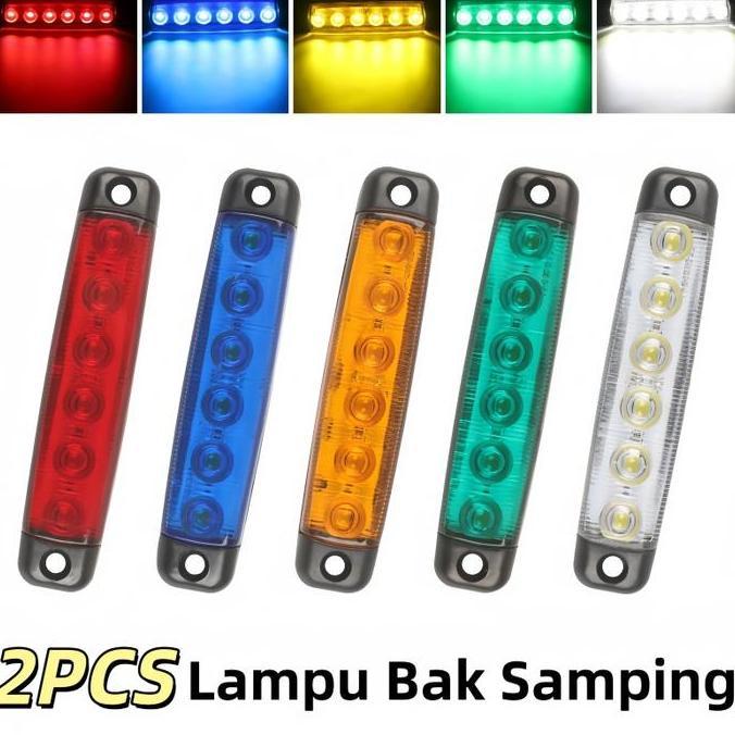 XIMVHE 2PCS Lampu Bak Samping 12/24V Marker Light Lampu Bak Truk 6Led SMD Anti Air Topi Kabin Truk i