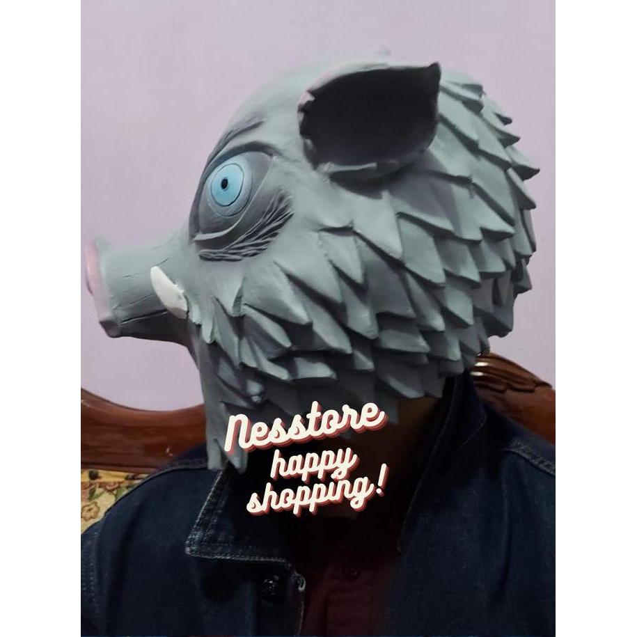 New Topeng Babi Hashibira Inosuke Pig Bahan Latex Untuk Kostum Halloween