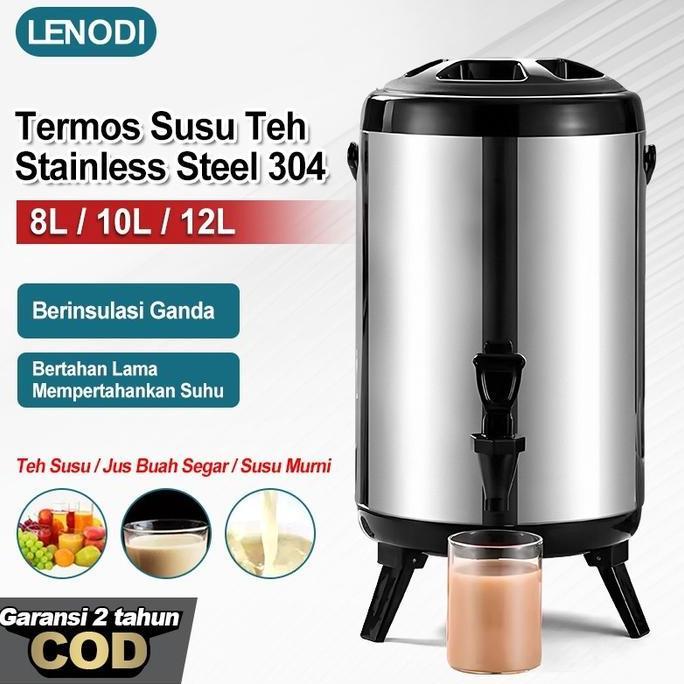 ESPRIZO Lenodi/ Steel SUS304 8L/10L/12L Termos Milk Tea Bucket Jumbo /Termos Air Milk Tea 8 10 12 Li