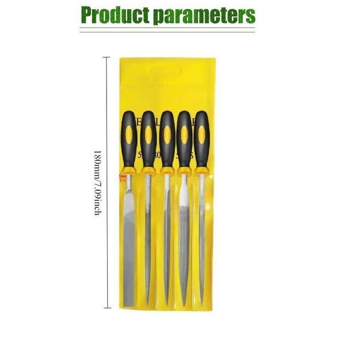 DEFAECO Alat Kikir Pegangan Karet Multifungsi Metal Steel File Kikir Besi Baja isi 5Pcs Kikir Besi P