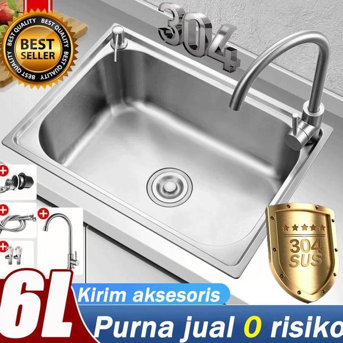 JODHOZ SUS304 Wastafel cuci piring Portable Stainless 48*35cm/50*40cm/58*43cm 1 Lubang/2 Lubang Wast