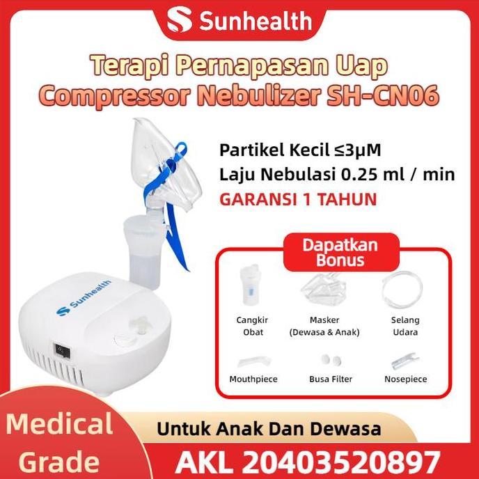 Endangseller - Sunhealth Compressor Nebulizer SH-CN06 - portable uap alat anak alat uap sesak nafas 