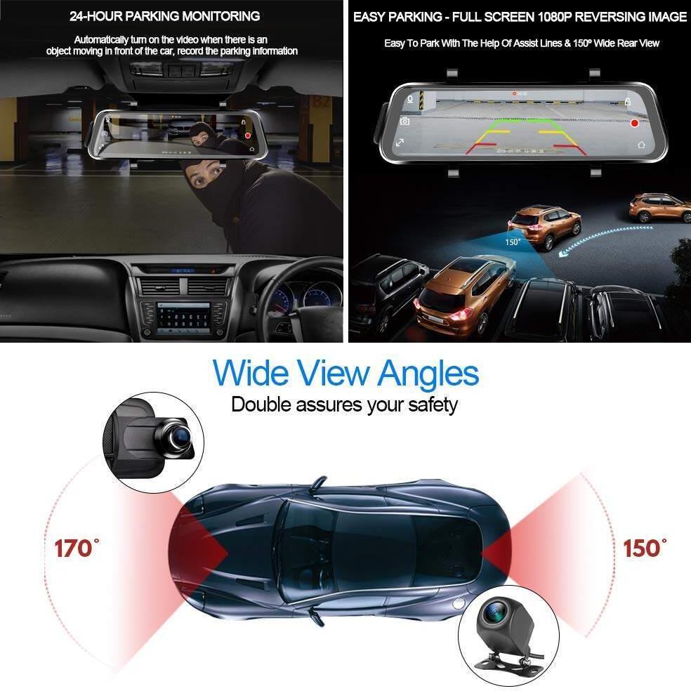 bestpromo ekleva dashcam mobil 10 inci layar sentuh dual kamera hd 1080p dvr mobil