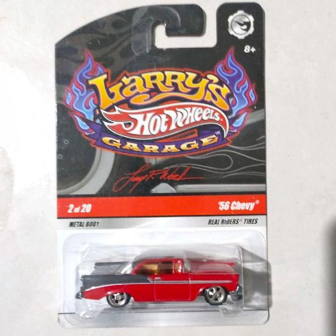 Hotwheels Hot Wheels 56 Chevy merah 2009 Larry's Garage ban karet premium rare
